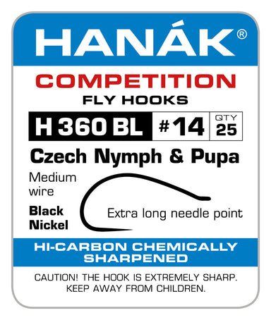 Hanak H360 BL Czech Nymph and Pupa fly tying hook