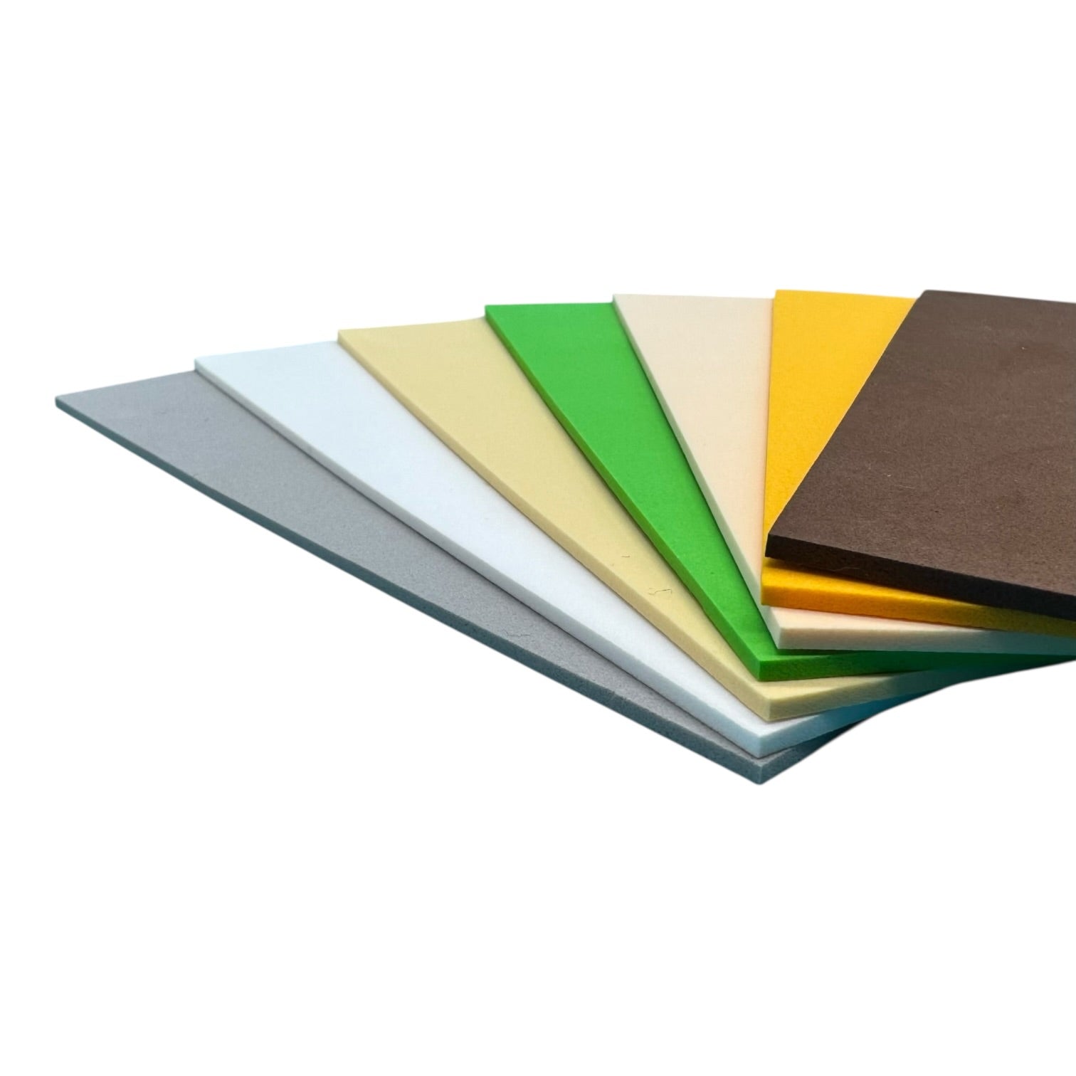 Upavon Super HD EVA foam sheets for fly tying, bright green color, stacked sheets with textured surface, used in fishing fly creation.
