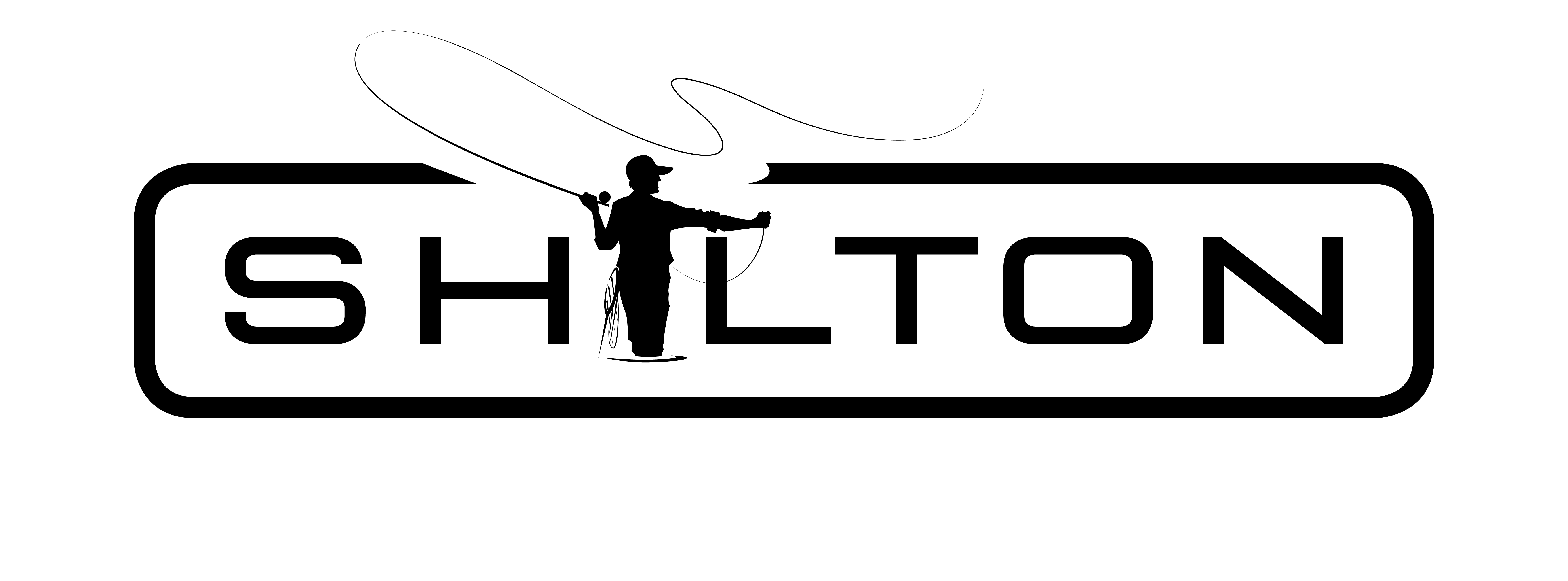 Logo of Shilton with a silhouette of a person holding a fishing rod on a white background