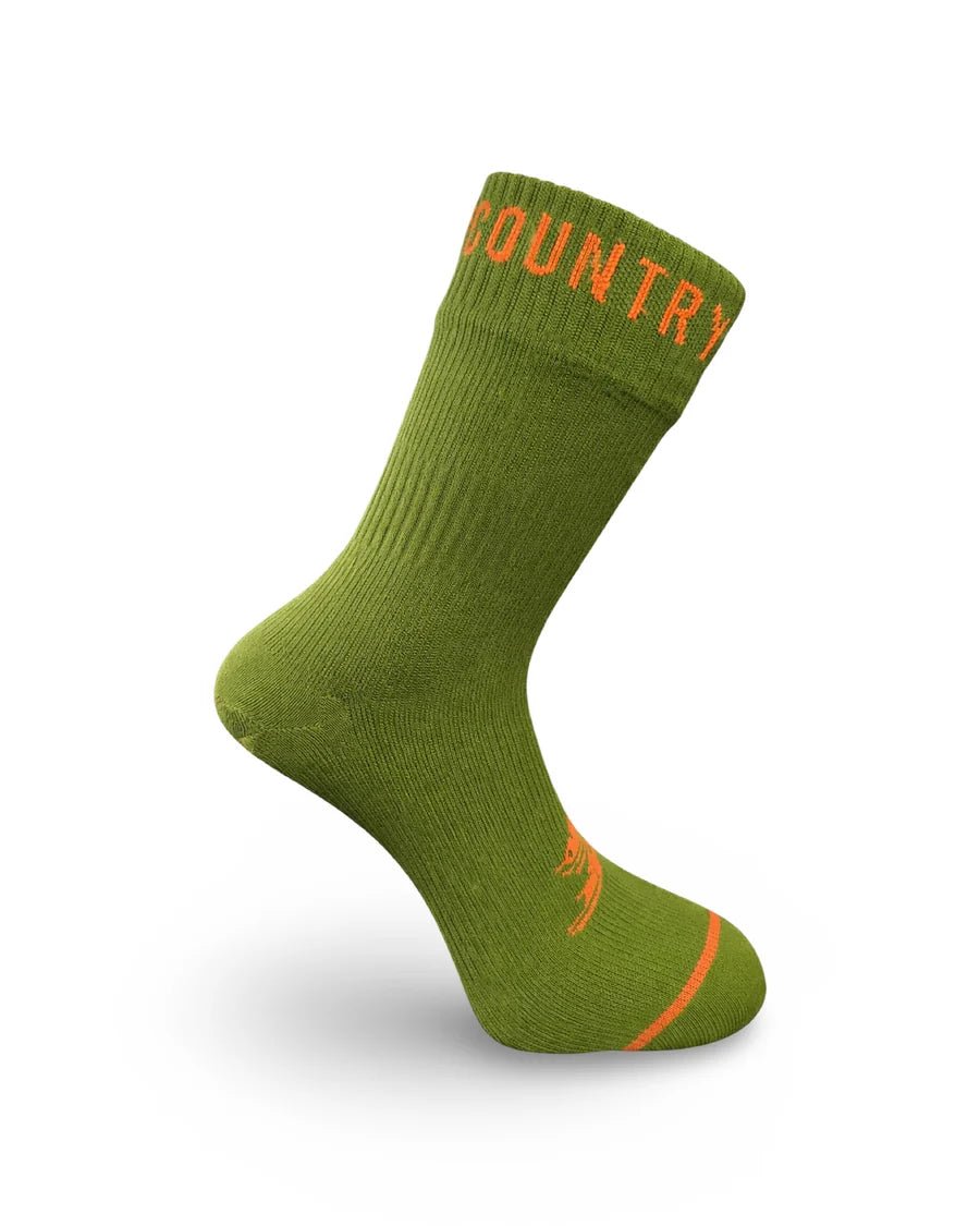 Backcountry Skinz - Backcountry Skinz Waterproof Mid Length (Crew Cut) Socks - Green - Upavon Fly Fishing