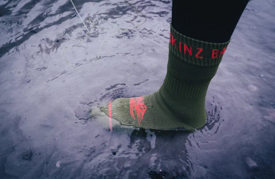 Backcountry Skinz - Backcountry Skinz Waterproof Mid Length (Crew Cut) Socks - Green - Upavon Fly Fishing