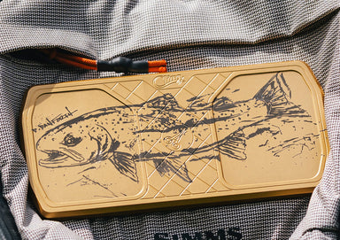 Cling Mag Grab King of Colour Delta in gold with David Danforth Rainbow Trout artwork