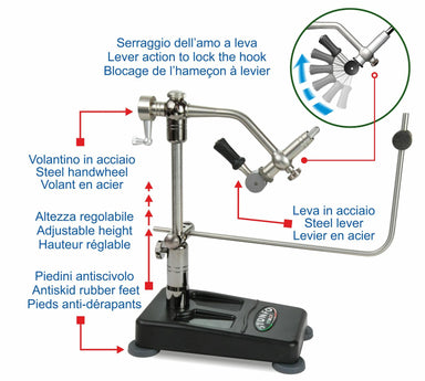 Stonfo 516 Flytec Lever Vice accessories, pedestal base and C-clamp