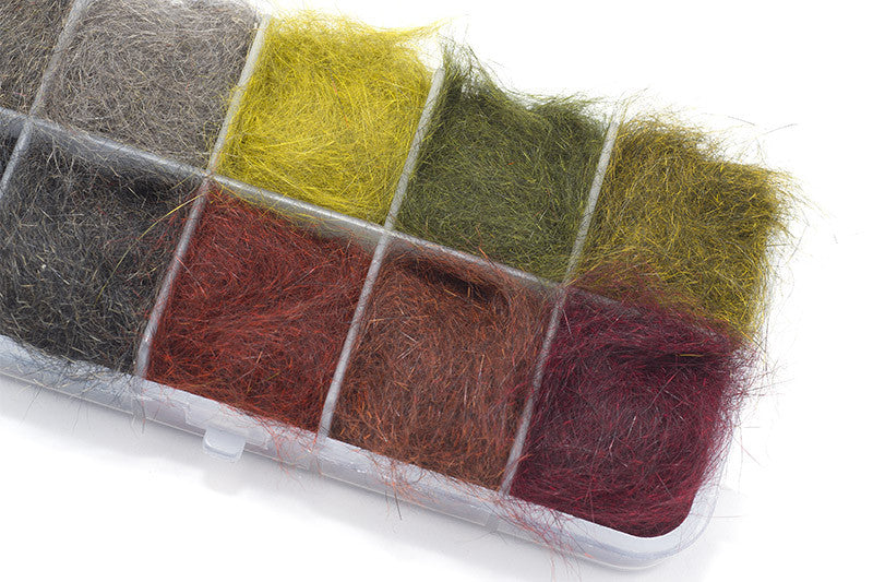 Troutline Pure Squirrel Classic Dubbing Set of 10 colors for fly tying, featuring detailed texture and natural squirrel fur.