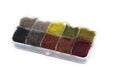Set of 10 Troutline Pure Squirrel Classic Dubbing Fly Tying Materials in various colors for creating realistic fly patterns.