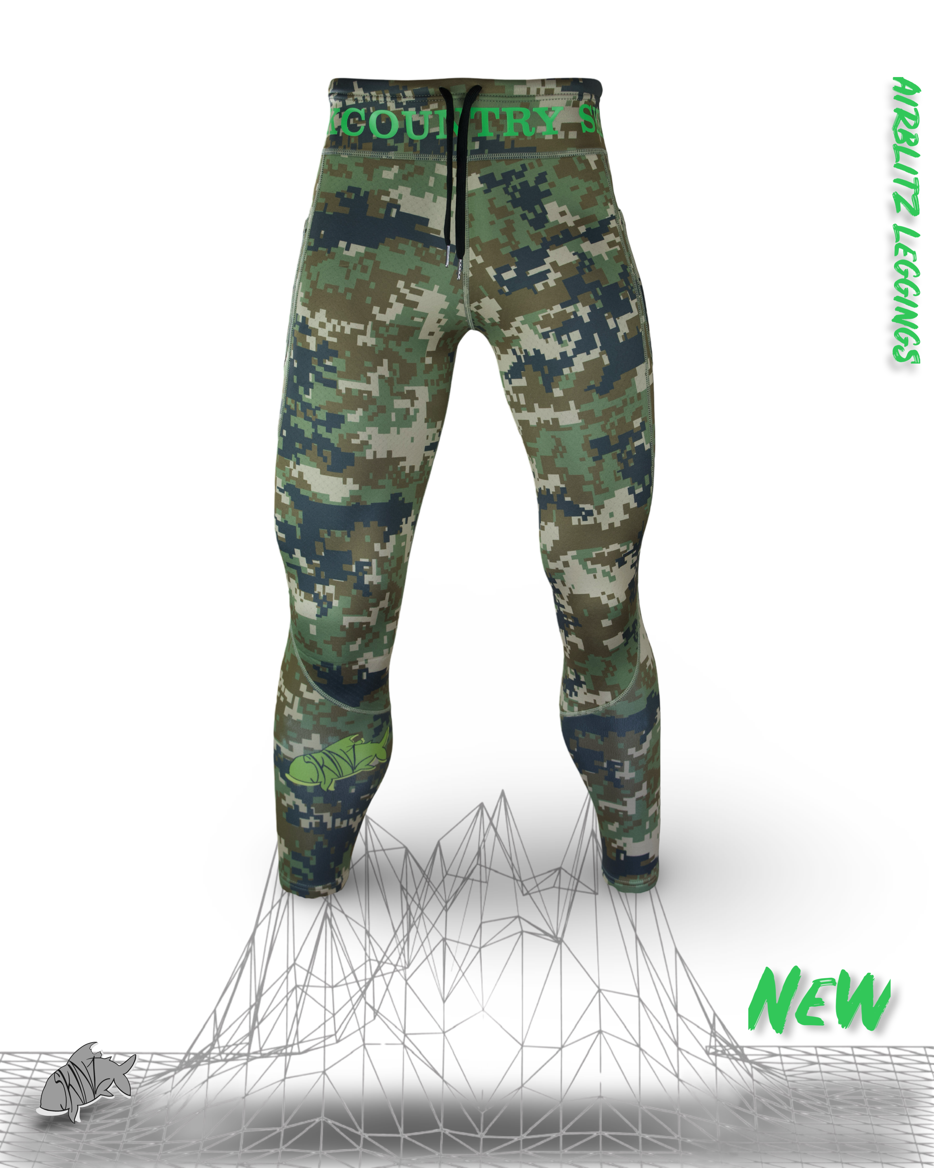 AIRBLITZ Perforated Neoprene Leggings in Moss Camo